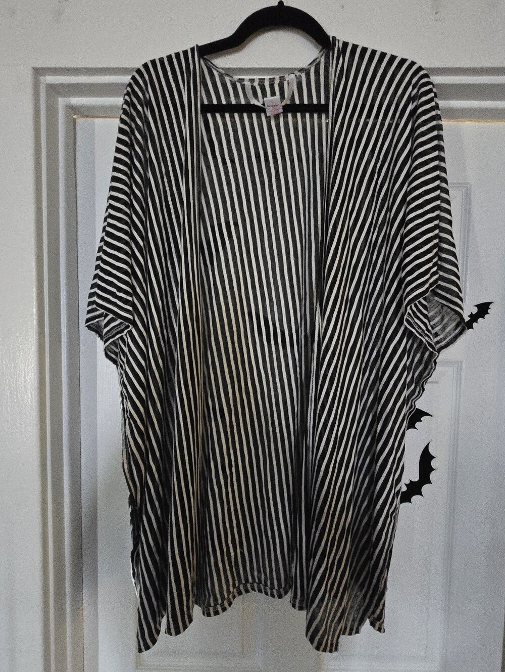 Bongo Striped Black & White Kimono Cover-Up -